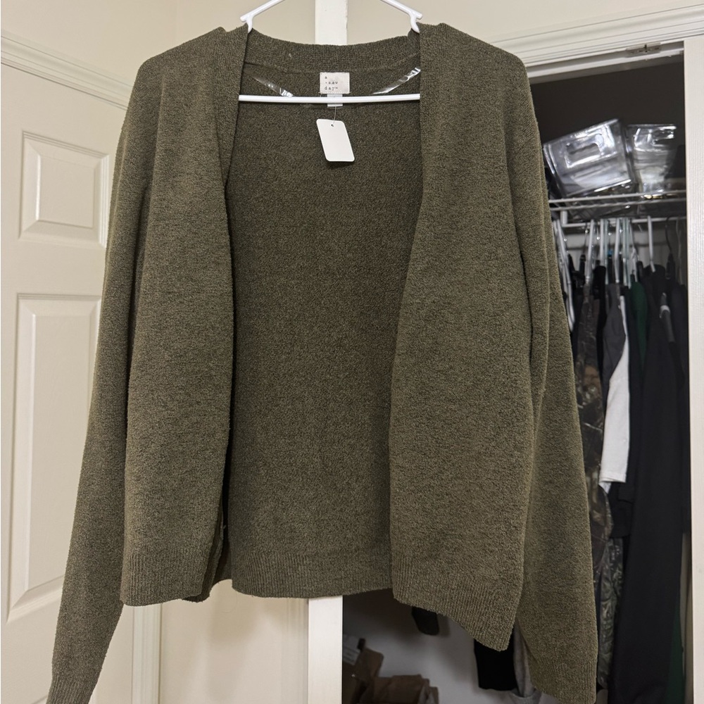 a new day Olive Open-Front Women's Cardigan